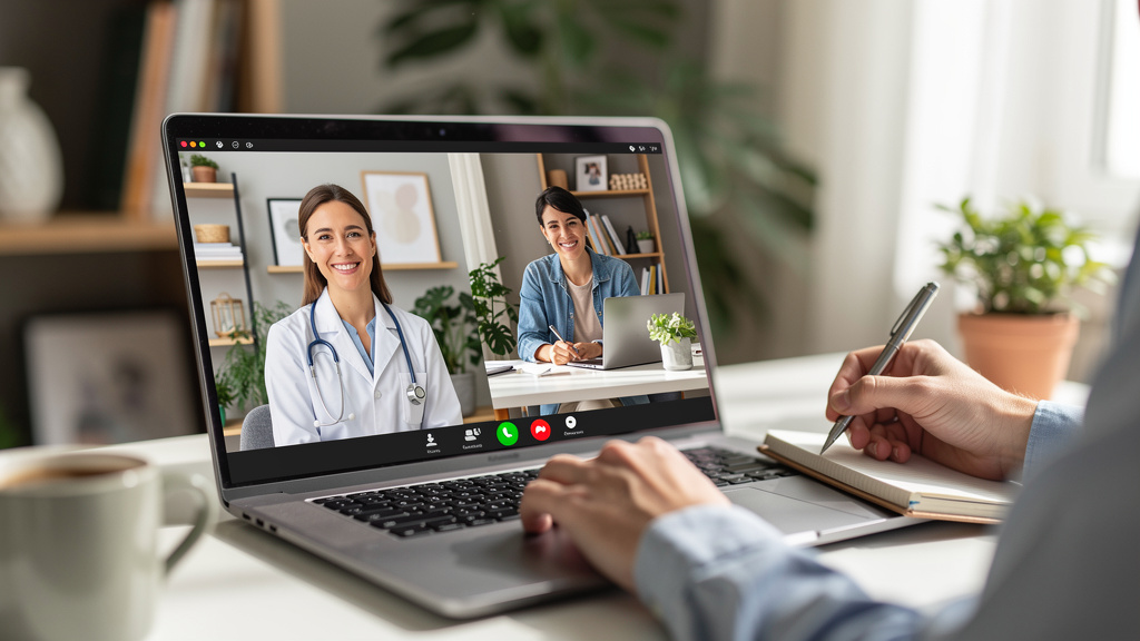 Online dietitian consultation through video call from home