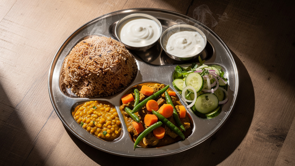 Balanced Indian meal plate for healthy weight loss