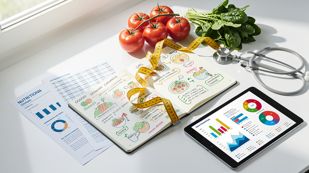 Professional nutritionist consultation setting with health reports