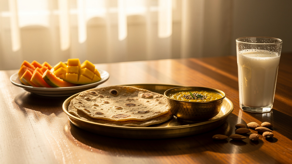 Balanced Indian breakfast promoting consistent healthy eating habits