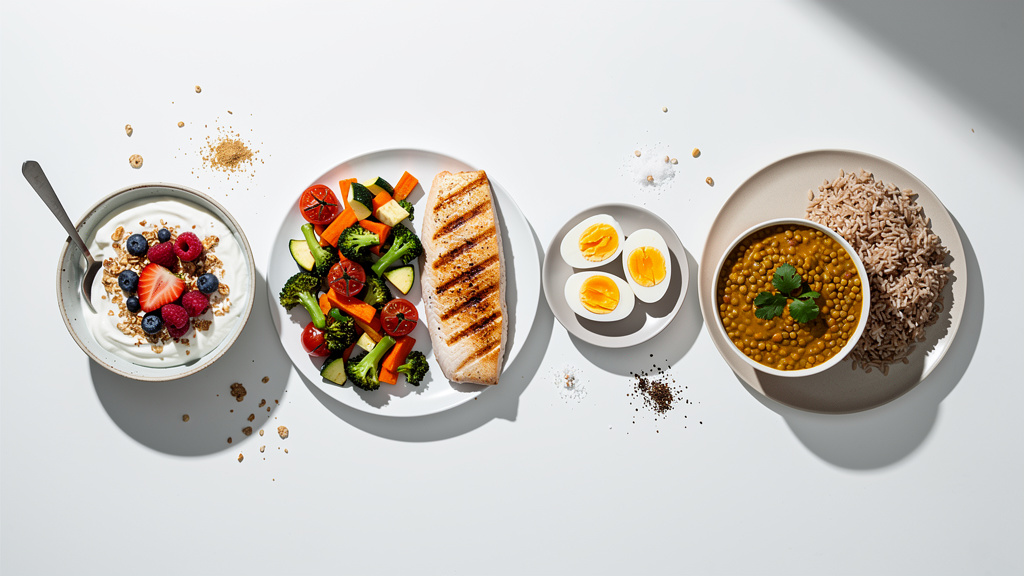 Four balanced meals spread throughout the day