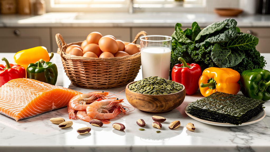 Nutrient-rich foods supporting thyroid hormone production