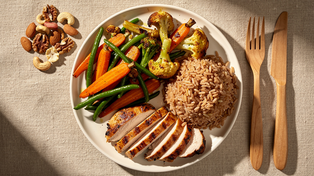 Properly portioned thyroid-friendly meal plate