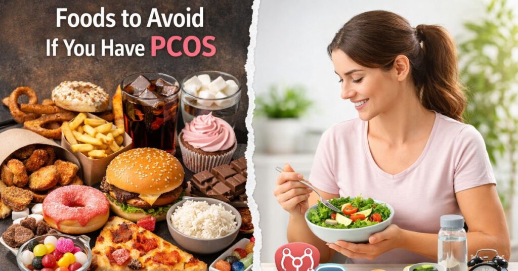 Foods to avoid if you have PCOS unhealthy food illustration