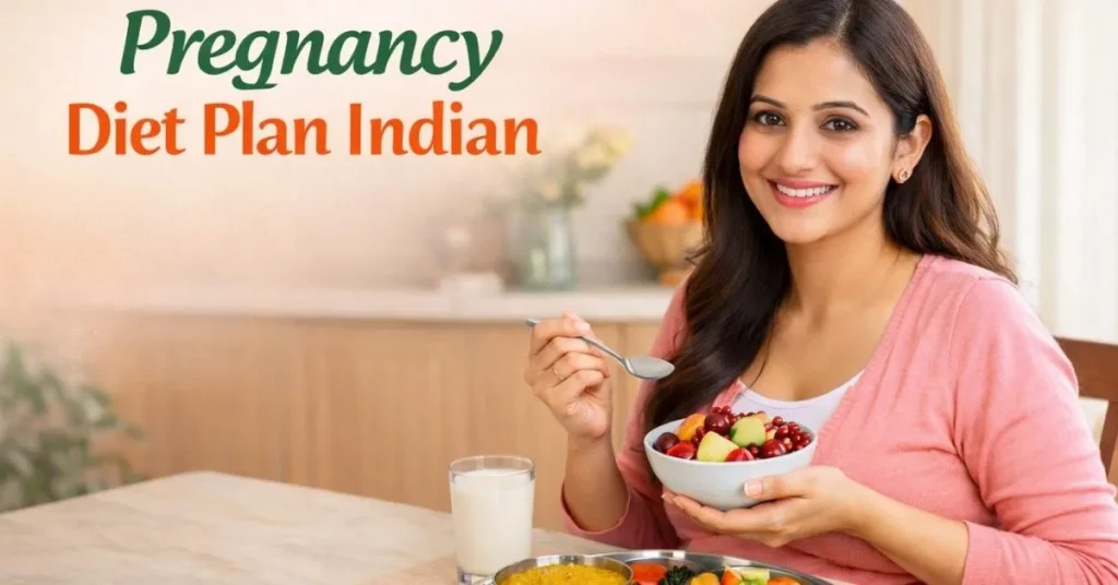 Pregnancy diet plan with balanced Indian thali