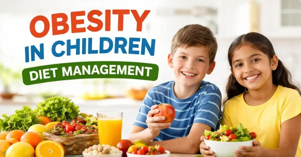 Healthy eating habits for kids showing balanced meals for obesity in children diet management