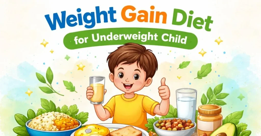 Weight gain diet for underweight child with healthy high calorie foods