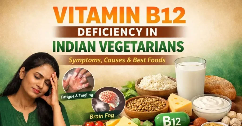 Vitamin B12 deficiency Indian vegetarian with symptoms and food sources