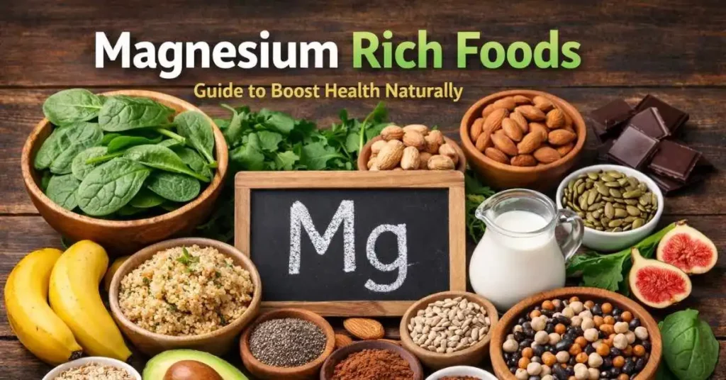 Magnesium rich foods like spinach, nuts, seeds and bananas