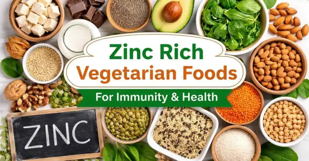 Zinc rich vegetarian foods with seeds, nuts and lentils
