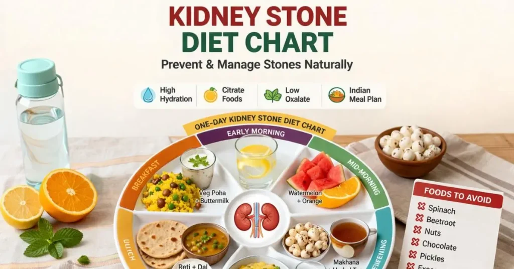 Kidney stone diet chart with Indian meal plan