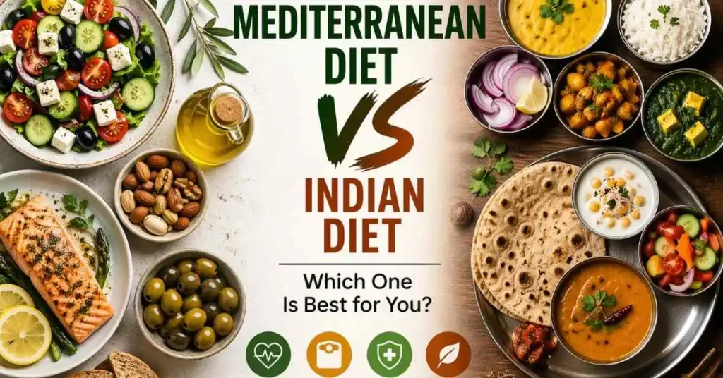 Mediterranean diet vs Indian diet healthy food comparison