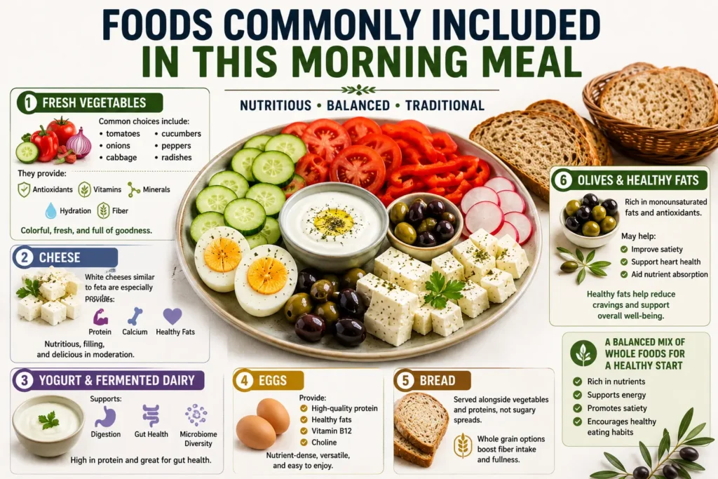 Foods included in a healthy Balkan breakfast