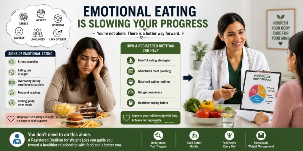 Registered Dietitian for Weight Loss helping manage emotional eating and unhealthy food cravings naturally