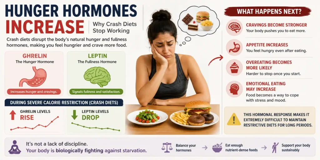 How hunger hormones increase during crash diets and trigger cravings