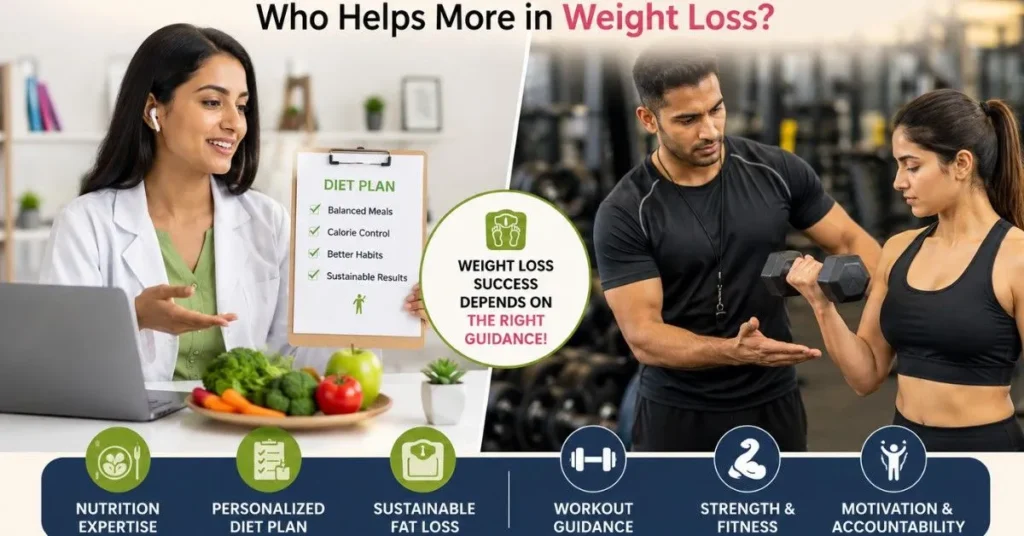 Online Dietitian vs Gym Trainer for sustainable weight loss and healthy lifestyle transformation