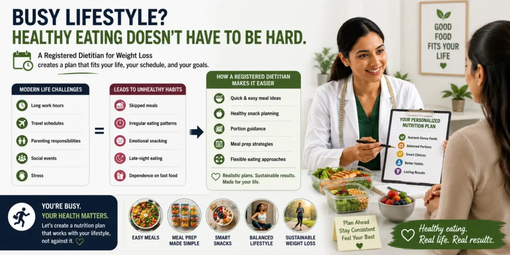 Registered Dietitian for Weight Loss helping busy professionals follow healthy eating and sustainable nutrition plans