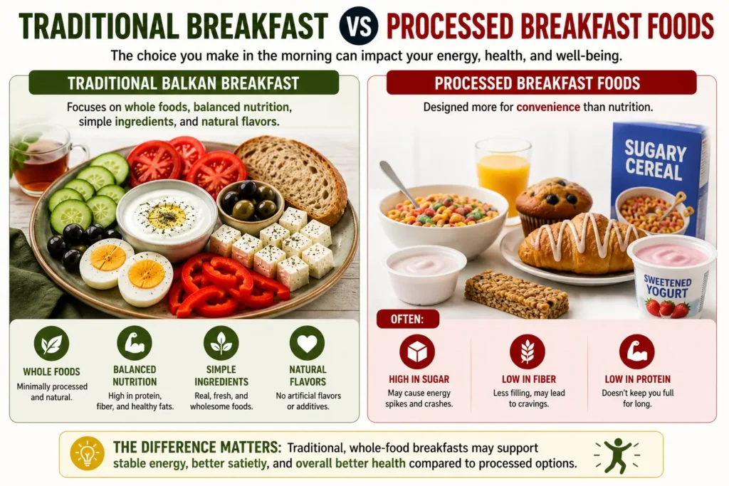 Traditional vs processed breakfast foods comparison