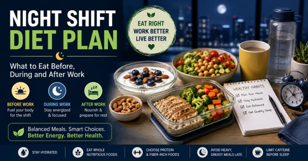 Night shift diet plan with healthy meals and snacks
